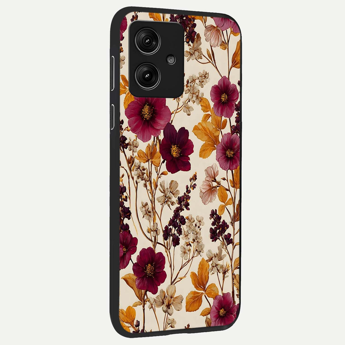  Autumn Wine Bloom back cover For Moto G54 slim fit glass case with vibrant aesthetic design