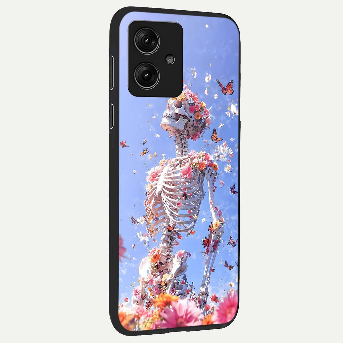  Bloom Beyond Bones back cover For Moto G54 slim fit glass case with vibrant aesthetic design
