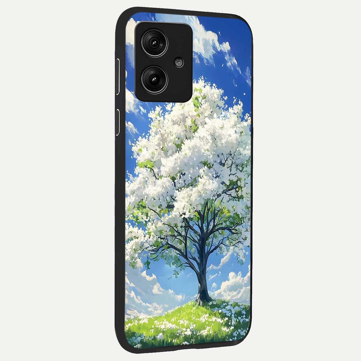  Blossom Sky Serenity back cover For Moto G54 slim fit glass case with vibrant aesthetic design