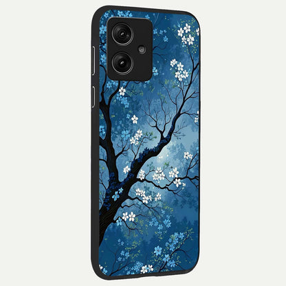  Blue Tree Serenity back cover For Moto G54 slim fit glass case with vibrant aesthetic design
