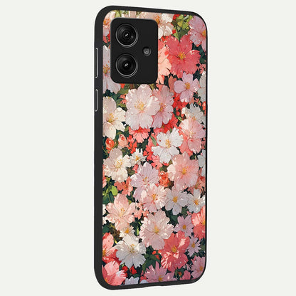 Blush Bloom Field back cover For Moto G54 slim fit glass case with vibrant aesthetic design