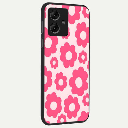  Blush Flower Pop back cover For Moto G54 slim fit glass case with vibrant aesthetic design