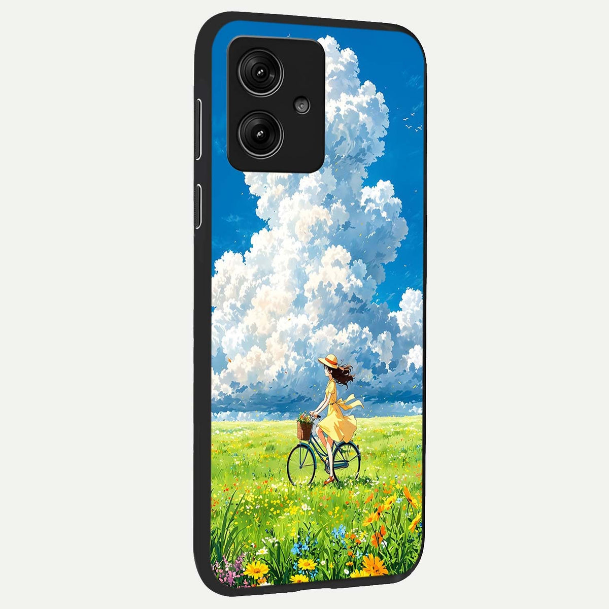  Breezy Meadow Ride back cover For Moto G54 slim fit glass case with vibrant aesthetic design