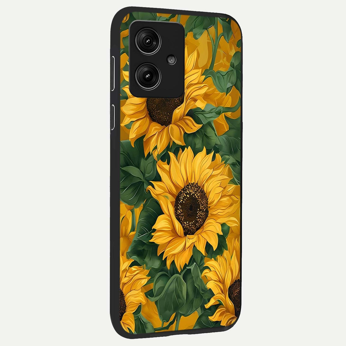  Bright Sunflower Bloom back cover For Moto G54 slim fit glass case with vibrant aesthetic design
