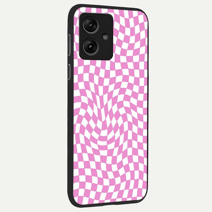  Bubblegum Check Wave back cover For Moto G54 slim fit glass case with vibrant aesthetic design
