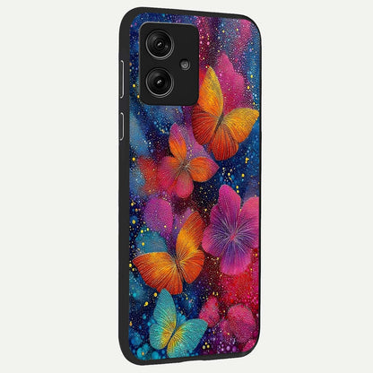  Butterfly Dream Mist back cover For Moto G54 slim fit glass case with vibrant aesthetic design