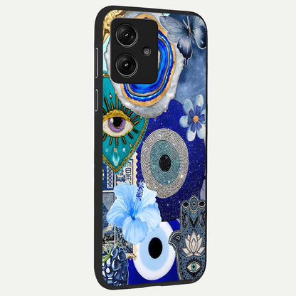  Celestial Blue Vision back cover For Moto G54 slim fit glass case with vibrant aesthetic design