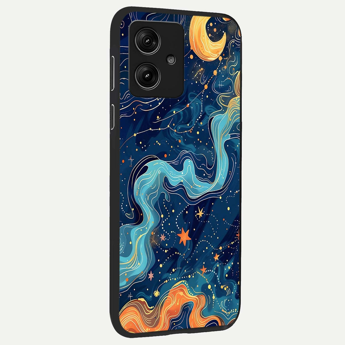  Celestial Dream Flow back cover For Moto G54 slim fit glass case with vibrant aesthetic design