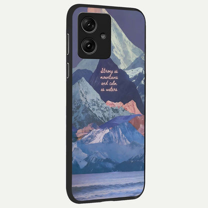  Celestial Mountain Calm back cover For Moto G54 slim fit glass case with vibrant aesthetic design