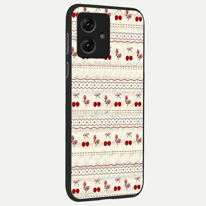  Cherry Bloom Charm back cover For Moto G54 slim fit glass case with vibrant aesthetic design