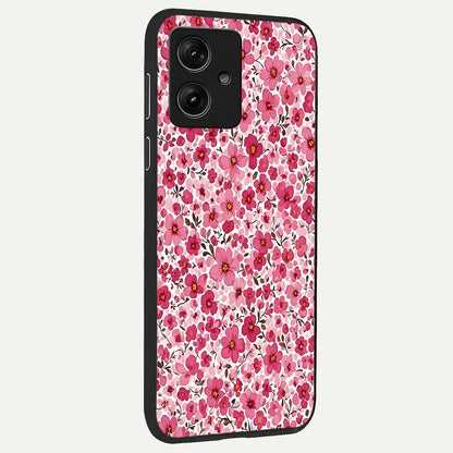  Cherry Blossom Charm back cover For Moto G54 slim fit glass case with vibrant aesthetic design