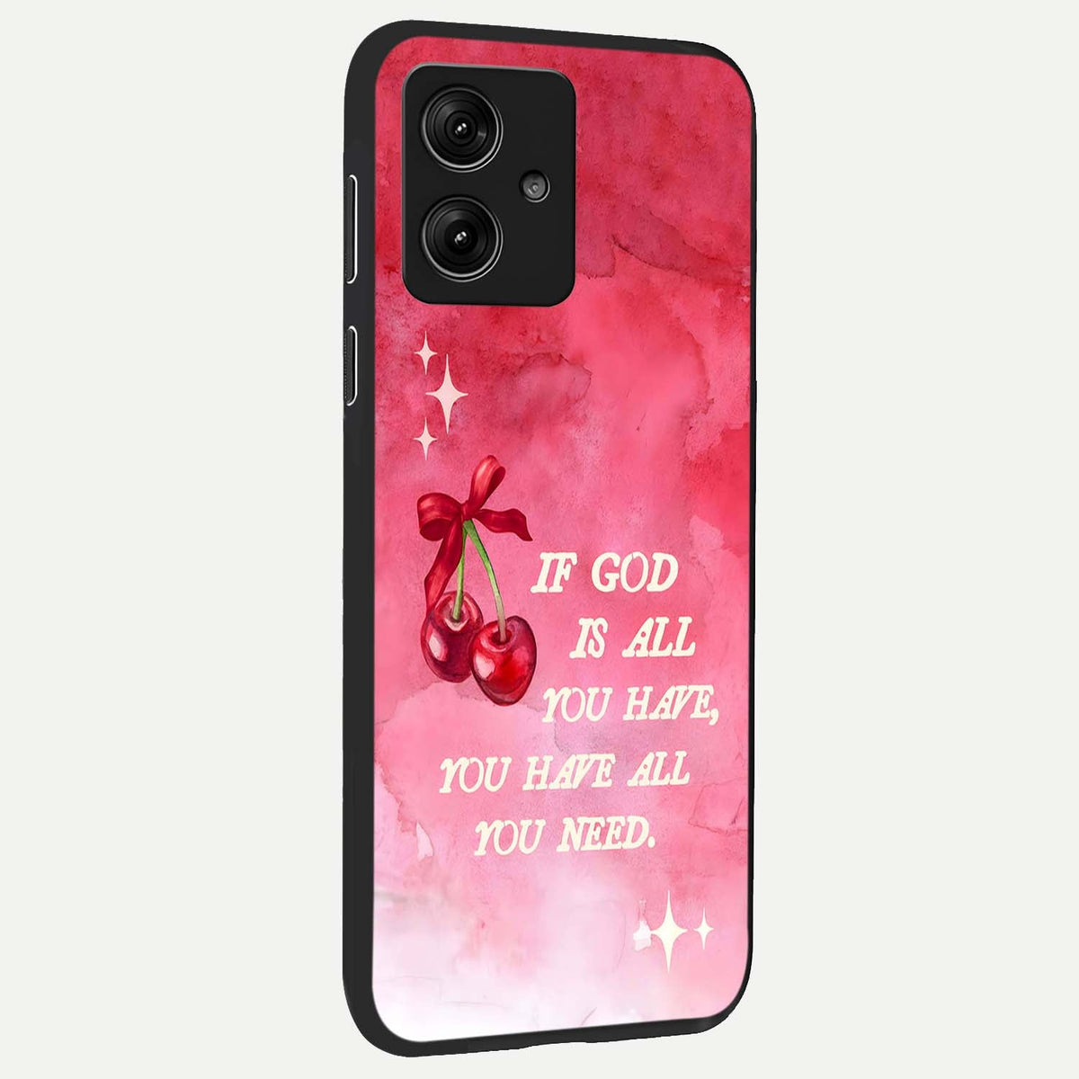  Cherry Quote back cover For Moto G54 slim fit glass case with vibrant aesthetic design
