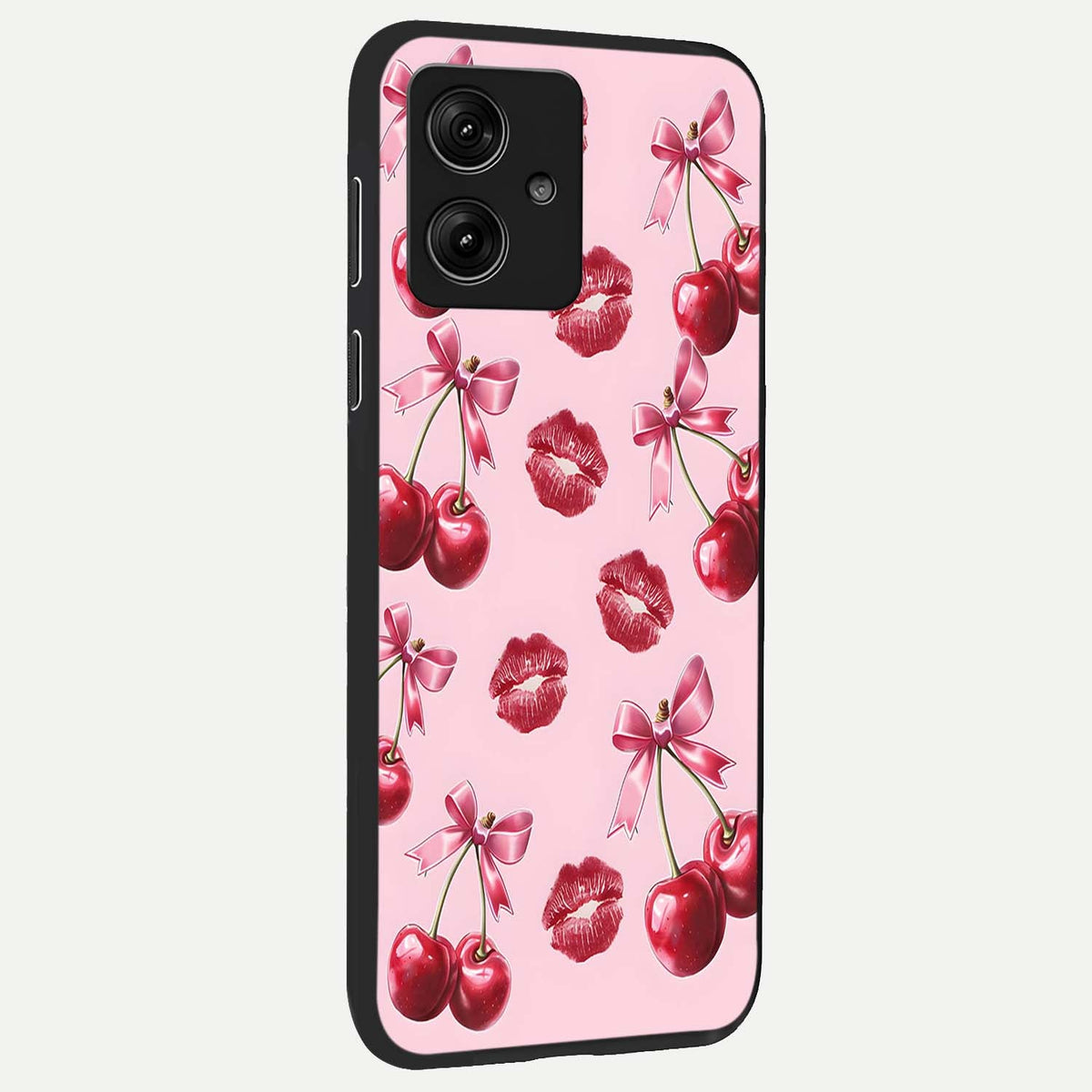  Cherry With Lips back cover For Moto G54 slim fit glass case with vibrant aesthetic design