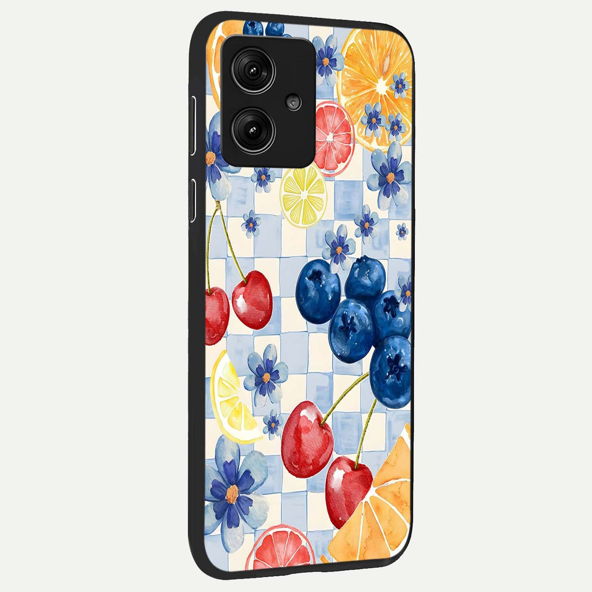 Citrus Bloom Joy back cover For Moto G54 slim fit glass case with vibrant aesthetic design