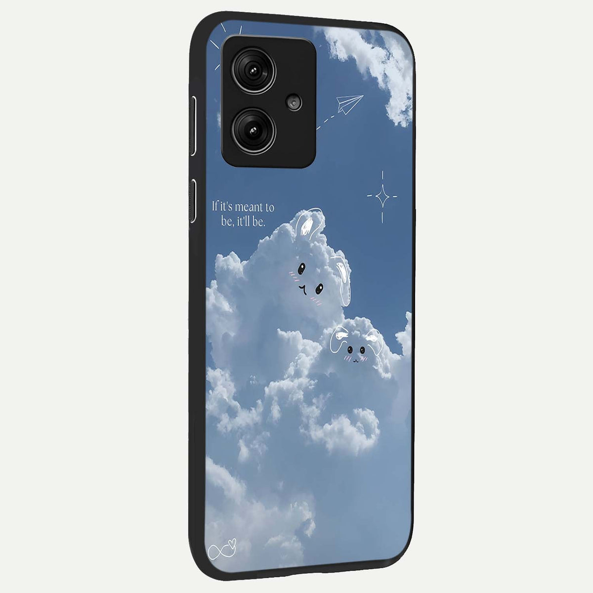  Cloud Bunny Dreams back cover For Moto G54 slim fit glass case with vibrant aesthetic design
