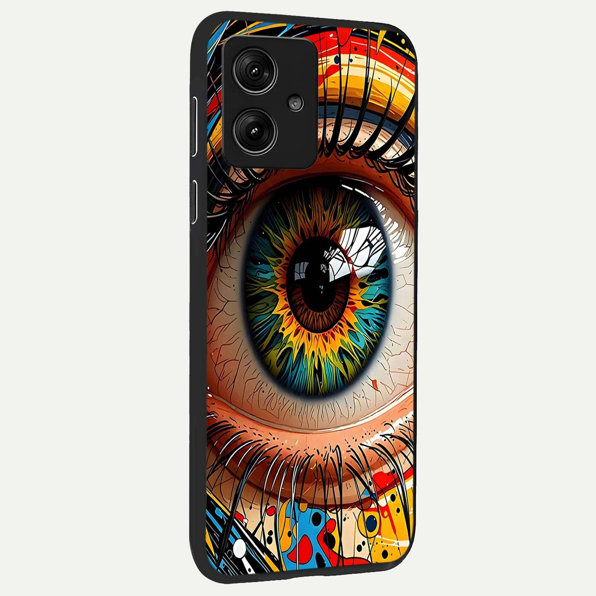  Colorful Eye back cover For Moto G54 slim fit glass case with vibrant aesthetic design
