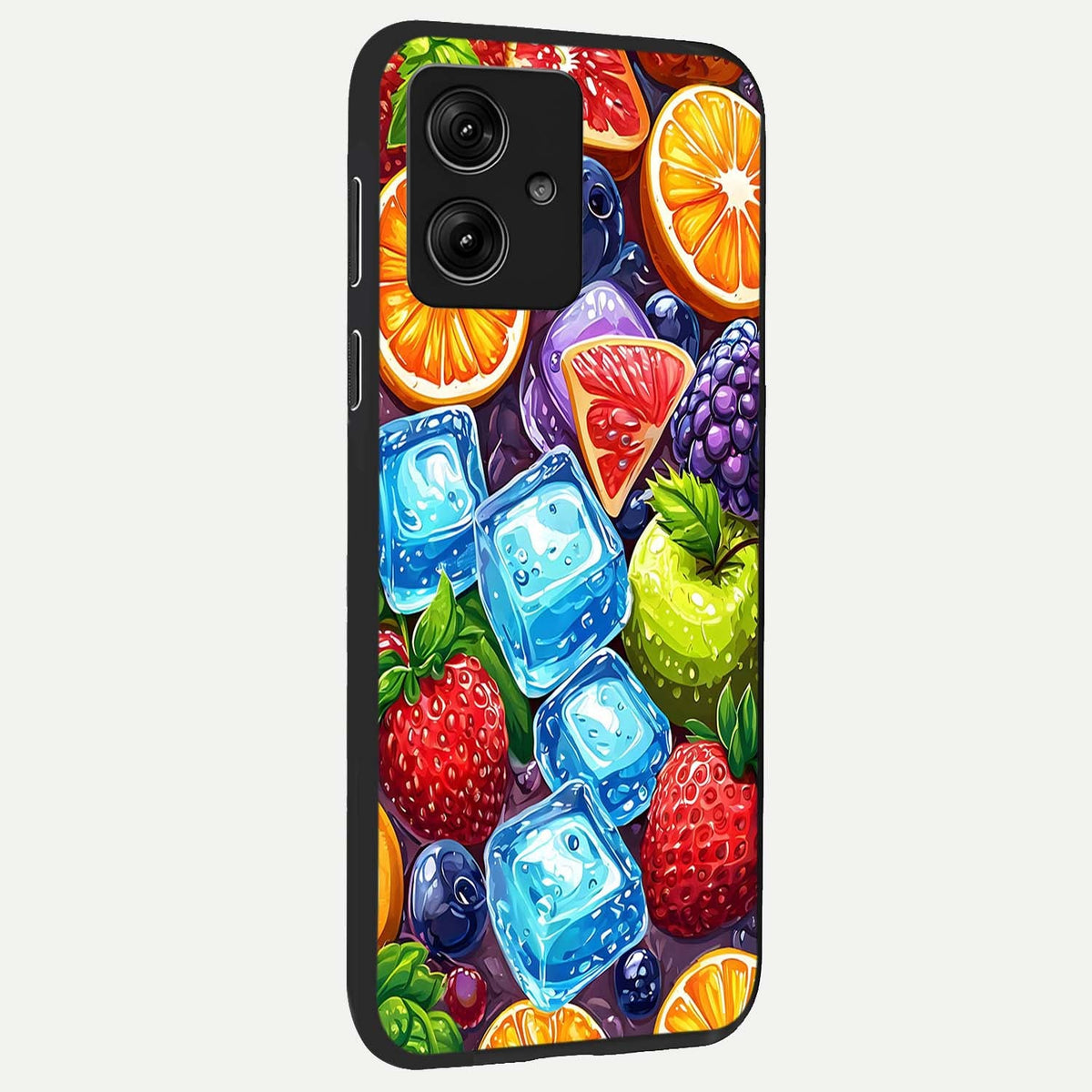  Colorful Fruits with Ice back cover For Moto G54 slim fit glass case with vibrant aesthetic design
