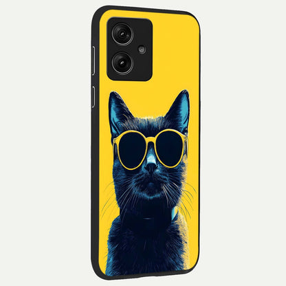  Cool Cat Vibes back cover For Moto G54 slim fit glass case with vibrant aesthetic design