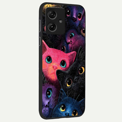  Cosmic Cats Dreams back cover For Moto G54 slim fit glass case with vibrant aesthetic design