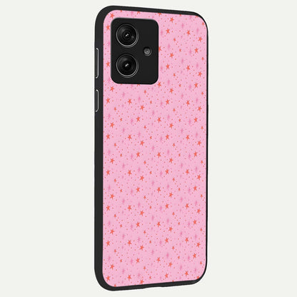  Cosmic Pink Sparkle back cover For Moto G54 slim fit glass case with vibrant aesthetic design