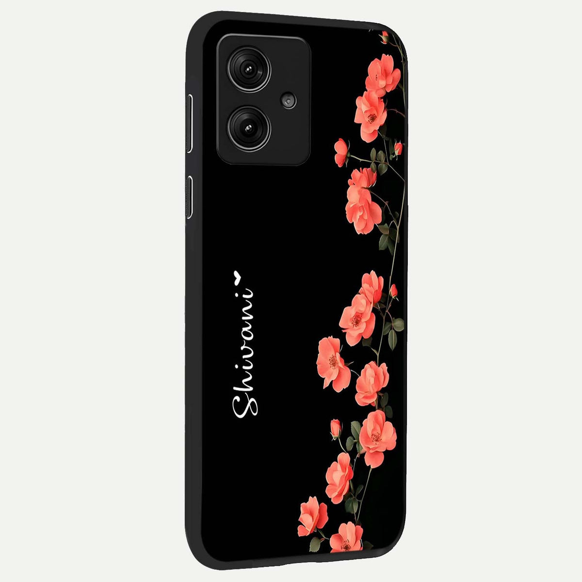  Crimson Bloom Grace Custom Name back cover For Moto G54 slim fit glass case with vibrant aesthetic design