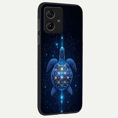  Crimson Blue Turtle back cover For Moto G54 slim fit glass case with vibrant aesthetic design