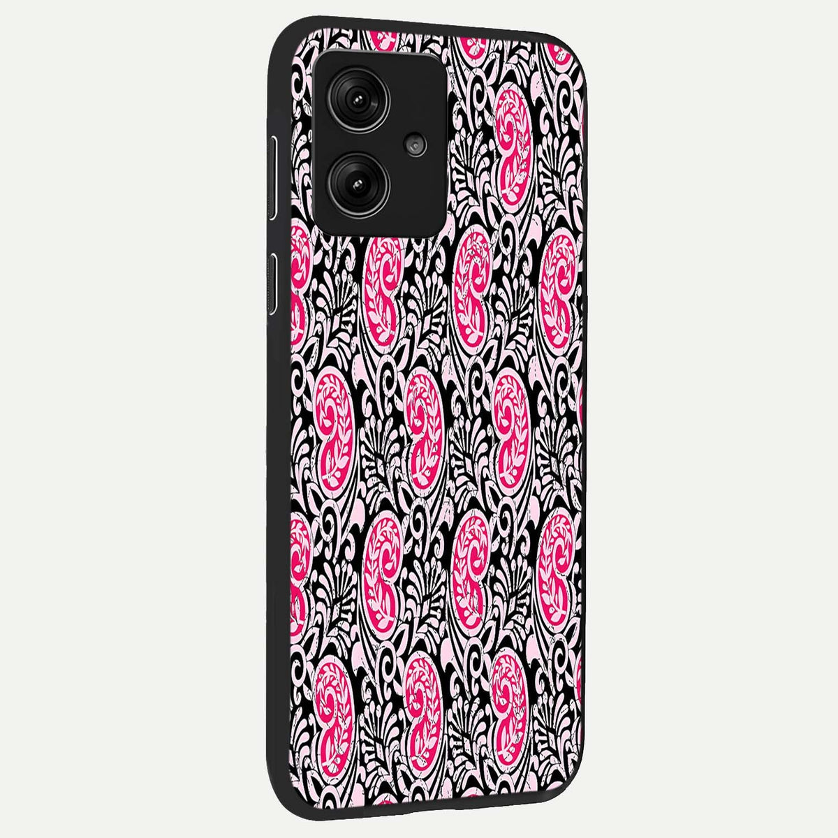  Crimson Paisley Charm back cover For Moto G54 slim fit glass case with vibrant aesthetic design