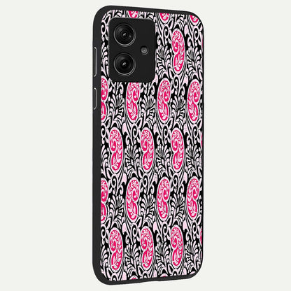  Crimson Paisley Charm back cover For Moto G54 slim fit glass case with vibrant aesthetic design