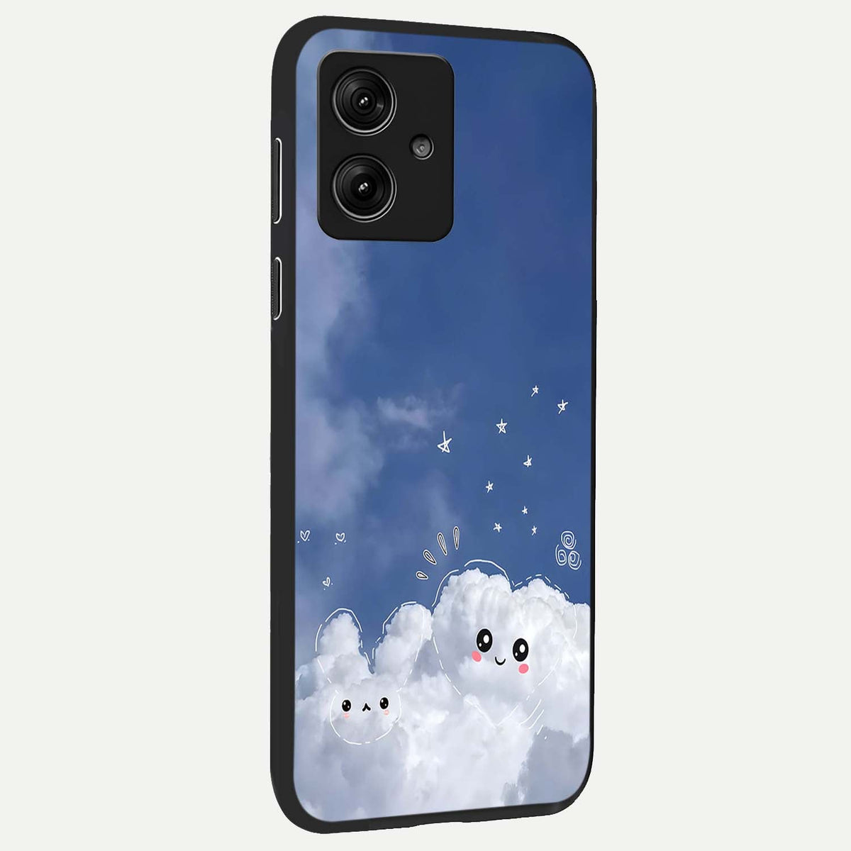  Cute Blossom Cloud back cover For Moto G54 slim fit glass case with vibrant aesthetic design