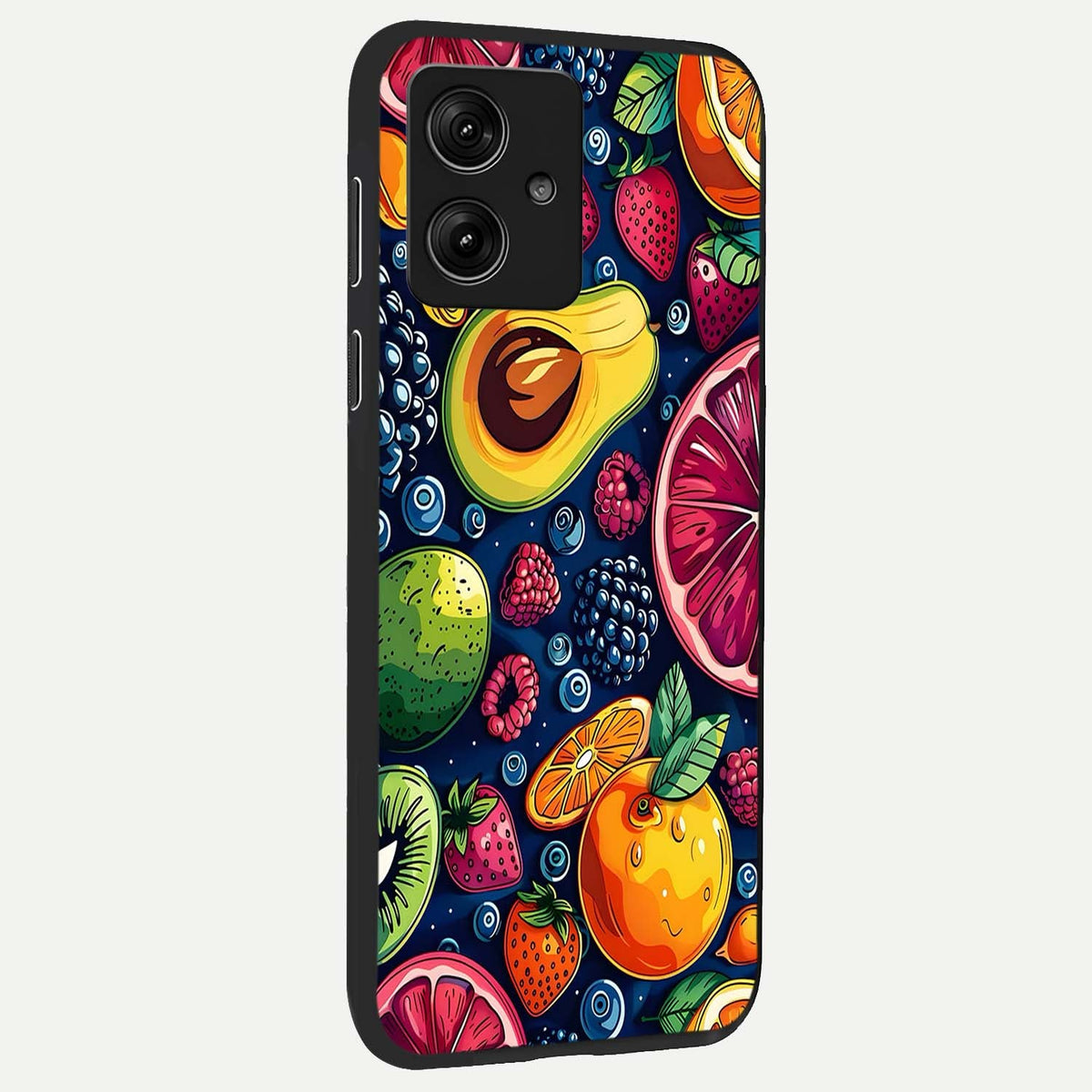  Cute Fruits Art back cover For Moto G54 slim fit glass case with vibrant aesthetic design