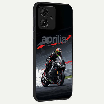  Dark Aprilla back cover For Moto G54 slim fit glass case with vibrant aesthetic design