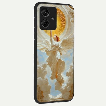 Divine Light Angel back cover For Moto G54 slim fit glass case with vibrant aesthetic design