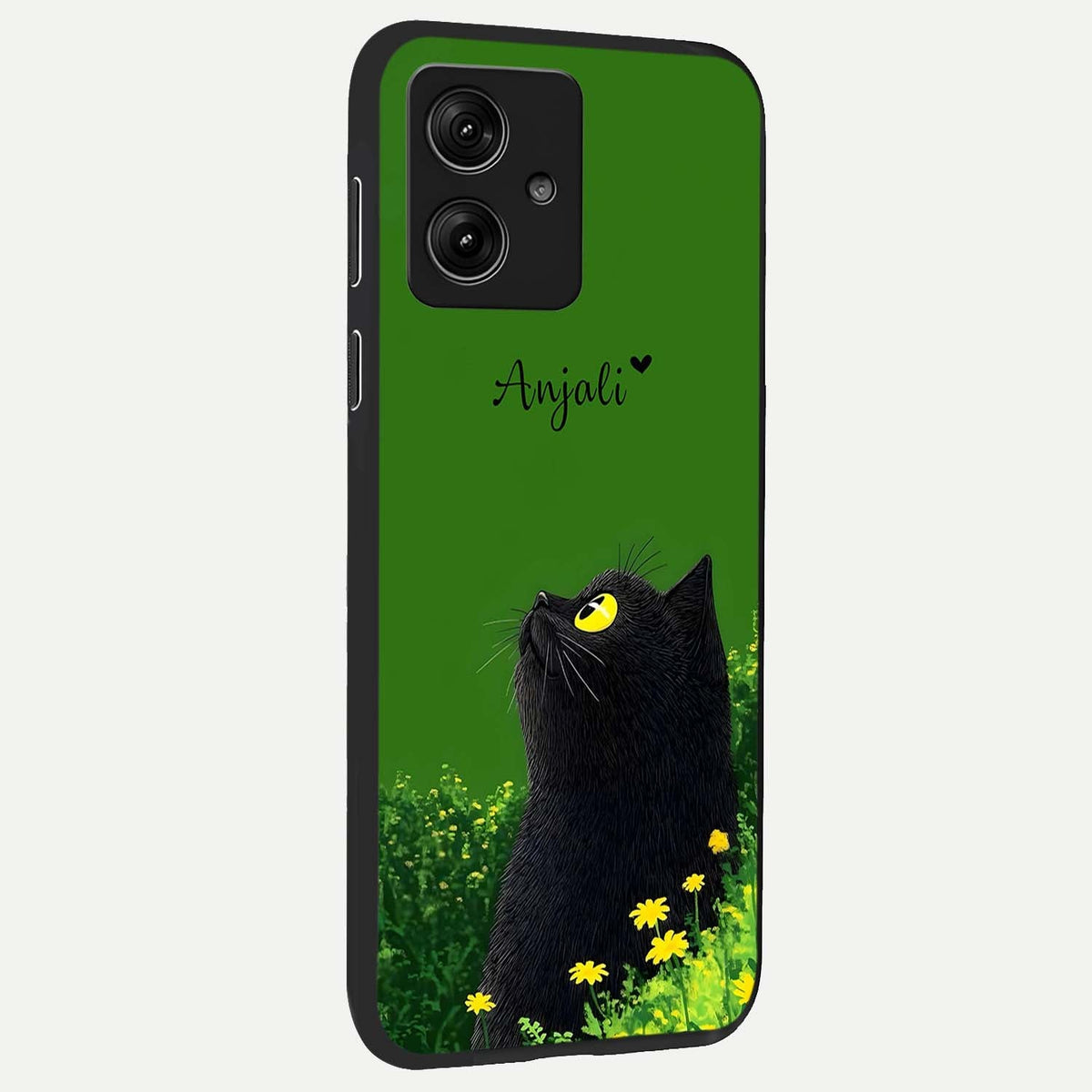  Emerald Cat Custom Name back cover For Moto G54 slim fit glass case with vibrant aesthetic design