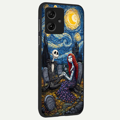  Eternal Night Love back cover For Moto G54 slim fit glass case with vibrant aesthetic design