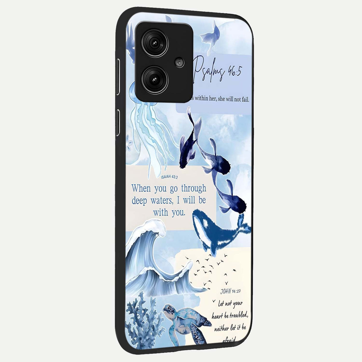  Faithful Ocean Promise back cover For Moto G54 slim fit glass case with vibrant aesthetic design
