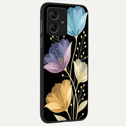  Flower Bloom Glow back cover For Moto G54 slim fit glass case with vibrant aesthetic design