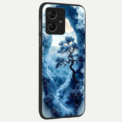  Frozen Serenity Gate back cover For Moto G54 slim fit glass case with vibrant aesthetic design