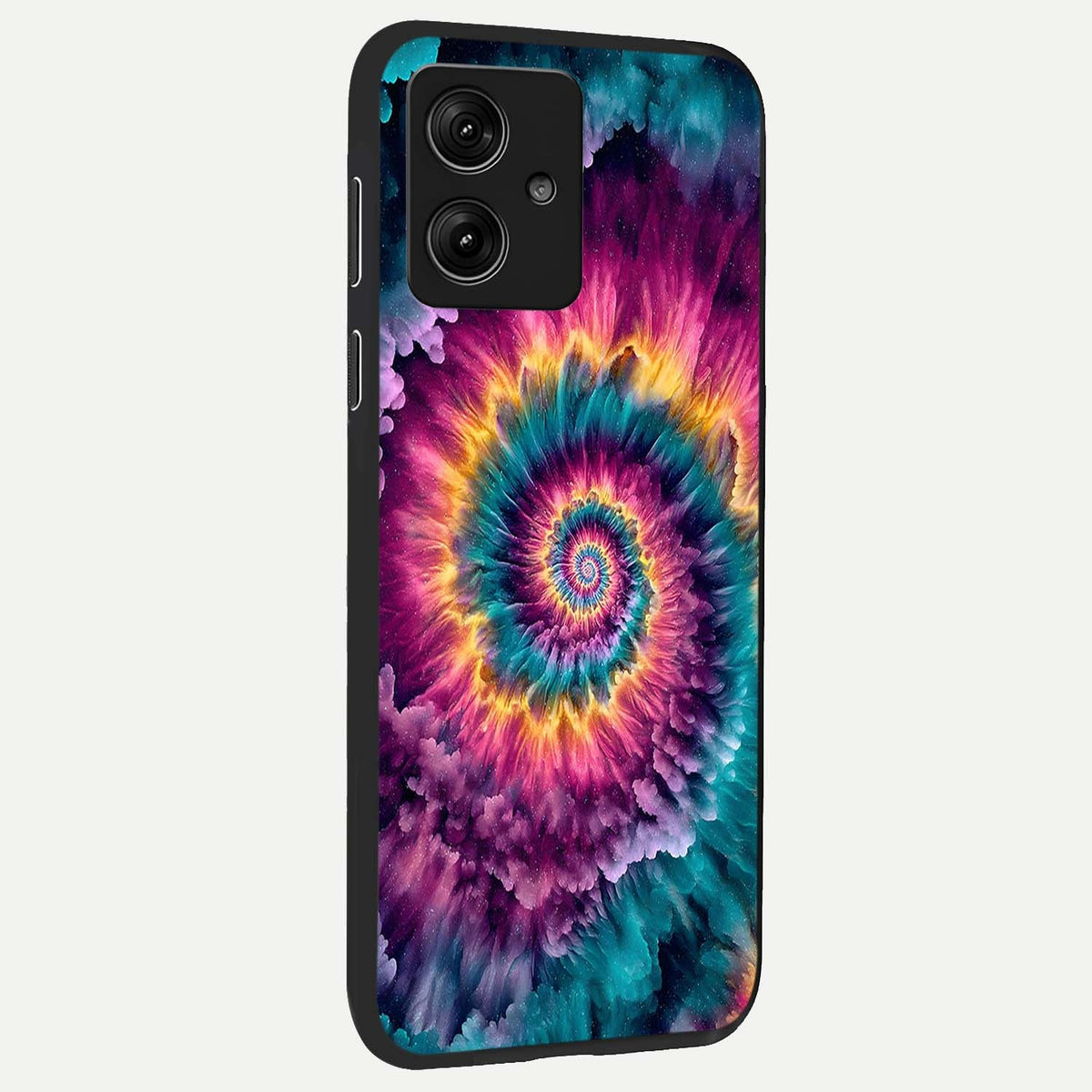  Galactic Spiral Burst back cover For Moto G54 slim fit glass case with vibrant aesthetic design