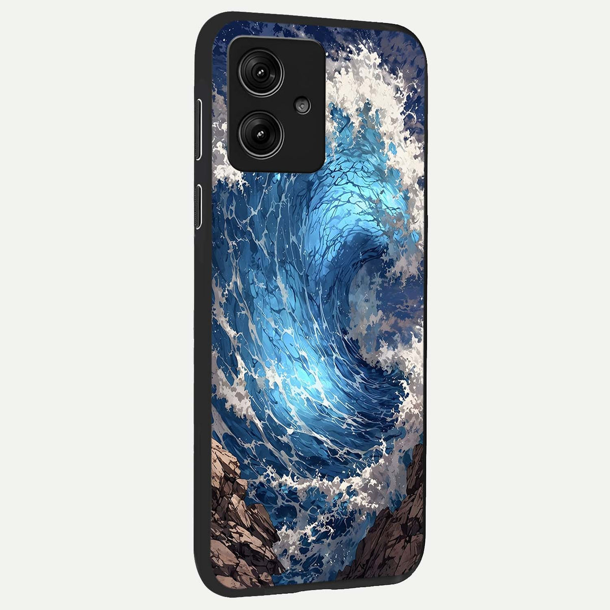  Giant Ocean Wave back cover For Moto G54 slim fit glass case with vibrant aesthetic design
