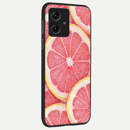  Glitter Grapefruit back cover For Moto G54 slim fit glass case with vibrant aesthetic design