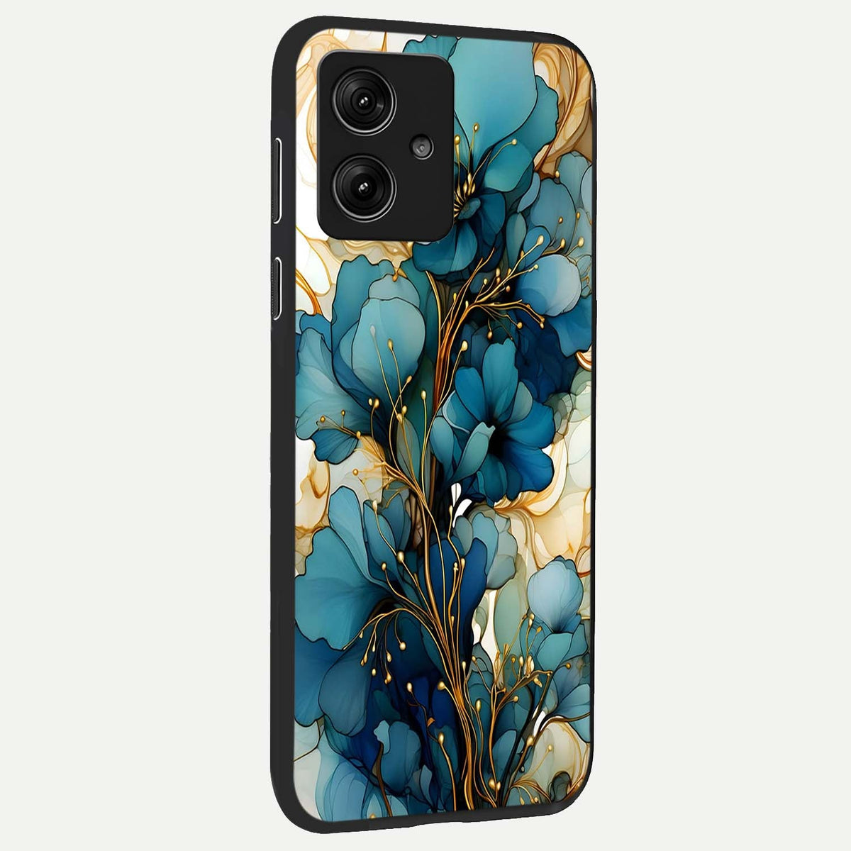  Golden Bloom Symphony back cover For Moto G54 slim fit glass case with vibrant aesthetic design