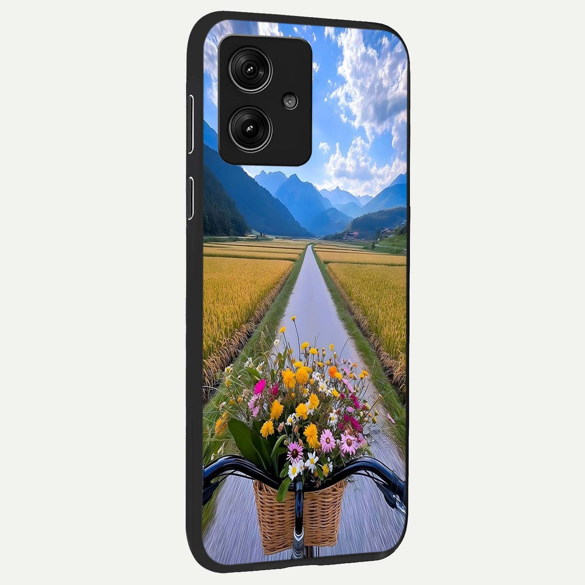  Golden Field Journey back cover For Moto G54 slim fit glass case with vibrant aesthetic design