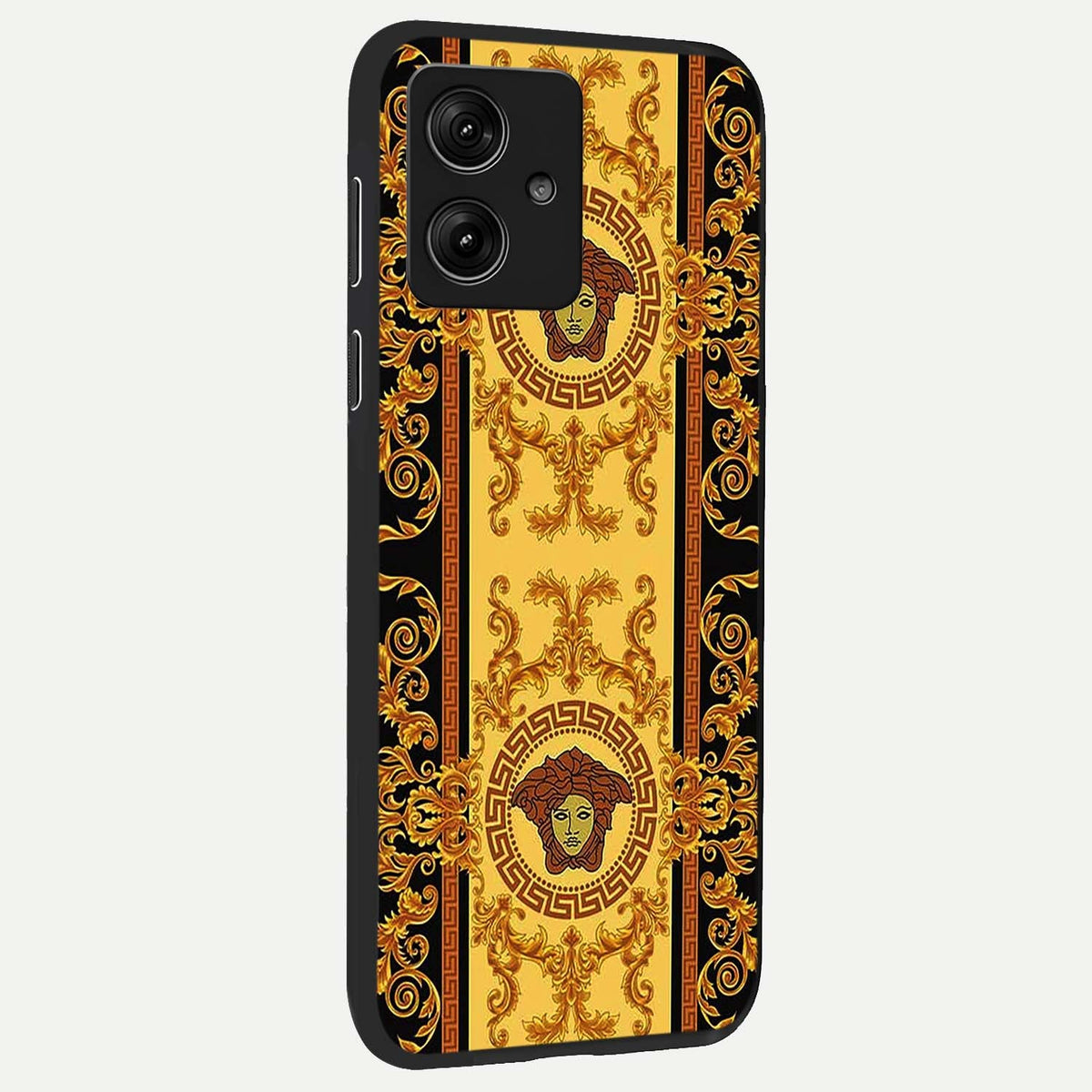  Golden Royal Heritage back cover For Moto G54 slim fit glass case with vibrant aesthetic design