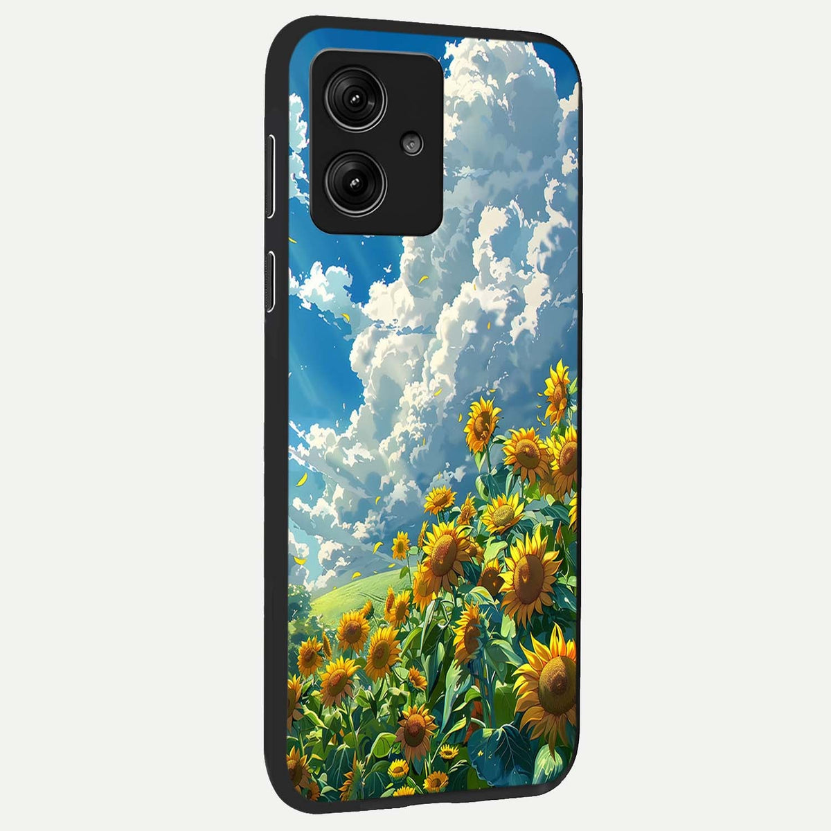  Golden Sun Glory back cover For Moto G54 slim fit glass case with vibrant aesthetic design