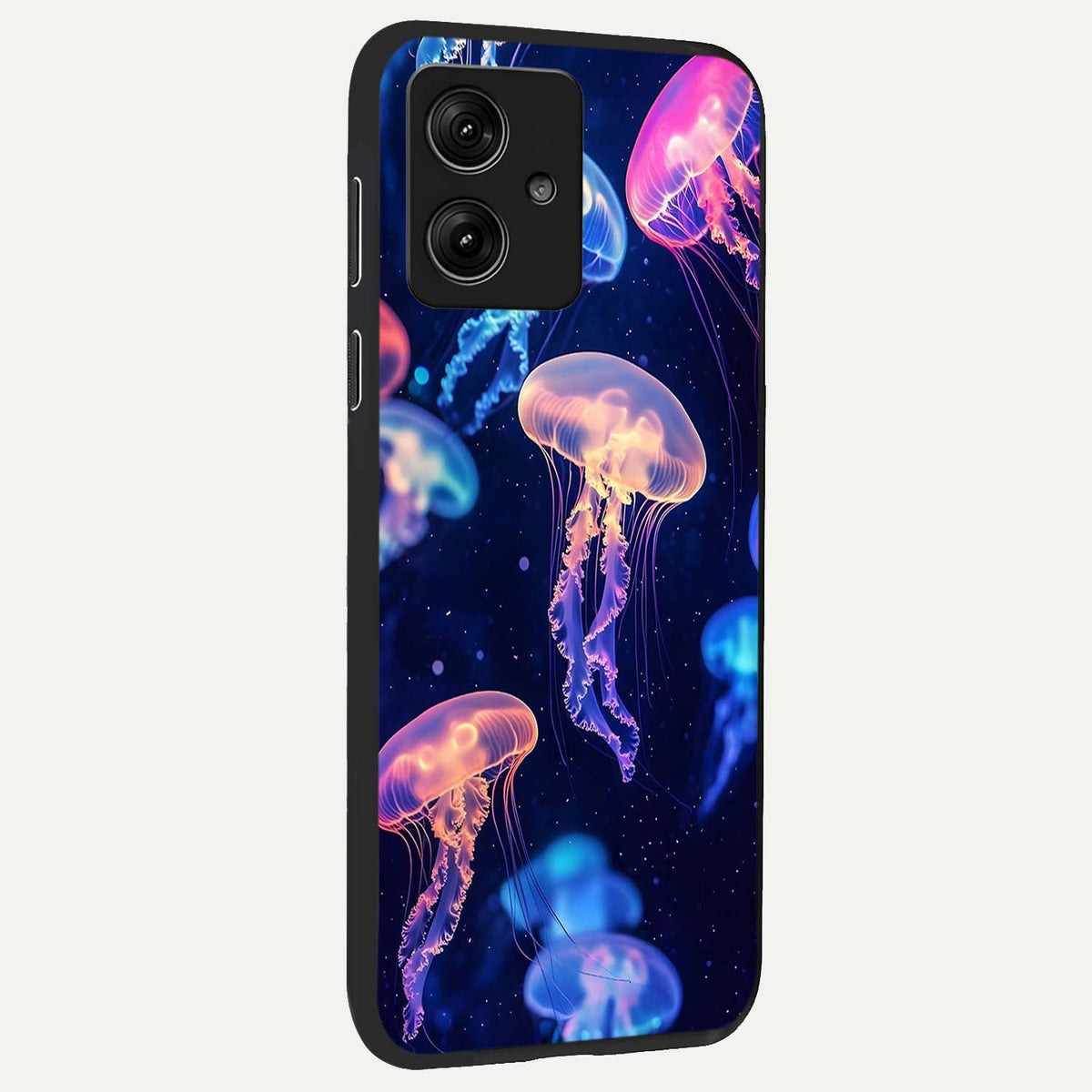  Jellyfish Pattern back cover For Moto G54 slim fit glass case with vibrant aesthetic design