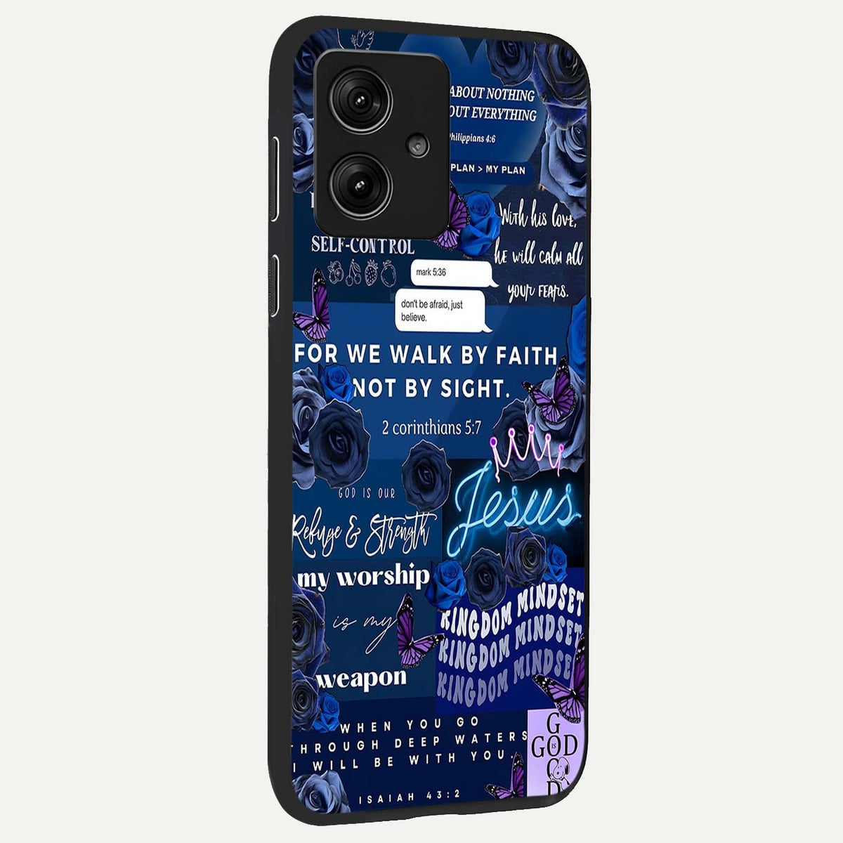  Kingdom Faith Glow back cover For Moto G54 slim fit glass case with vibrant aesthetic design