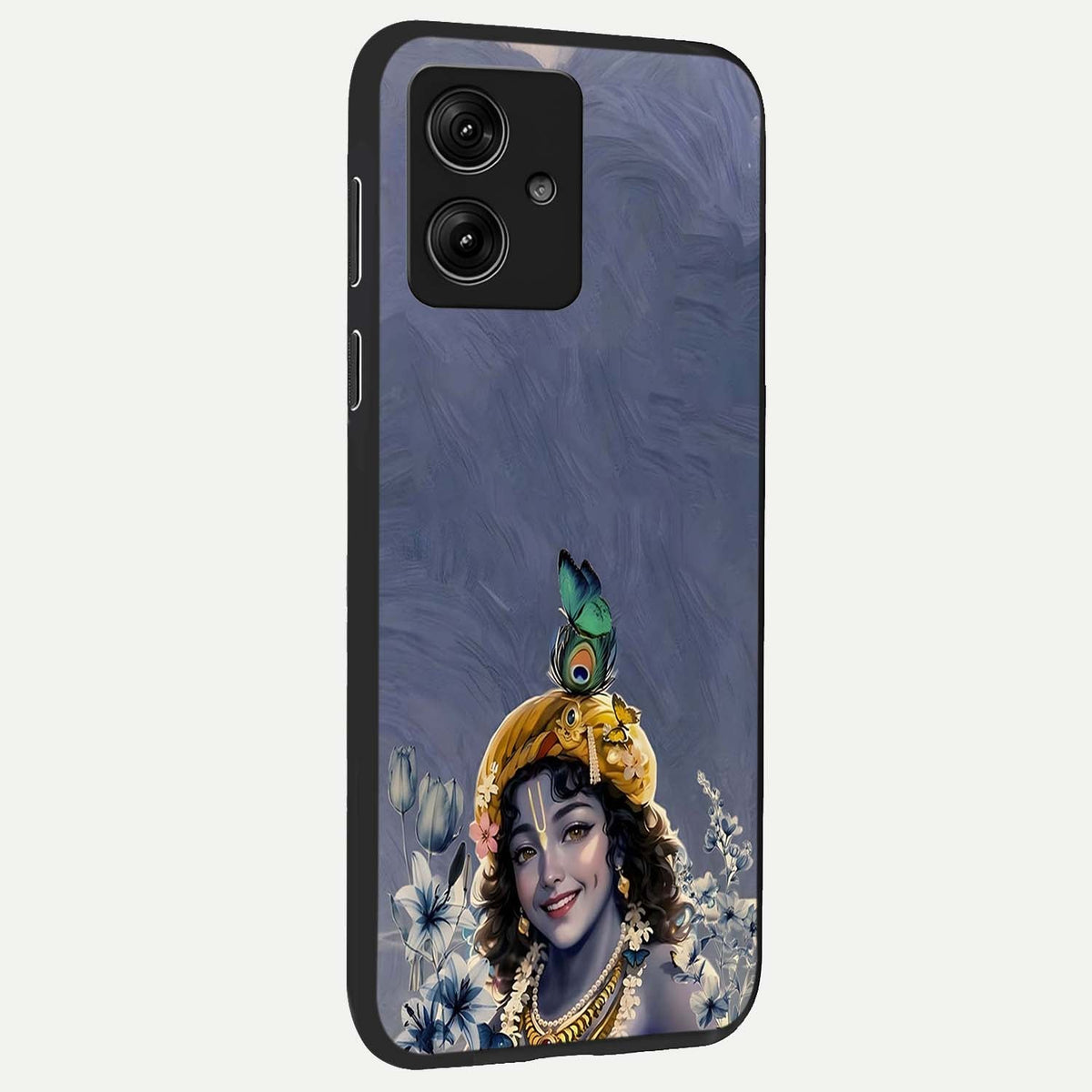  Lord Krishna back cover For Moto G54 slim fit glass case with vibrant aesthetic design