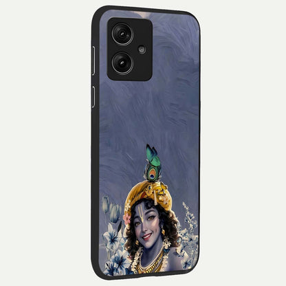  Lord Krishna back cover For Moto G54 slim fit glass case with vibrant aesthetic design