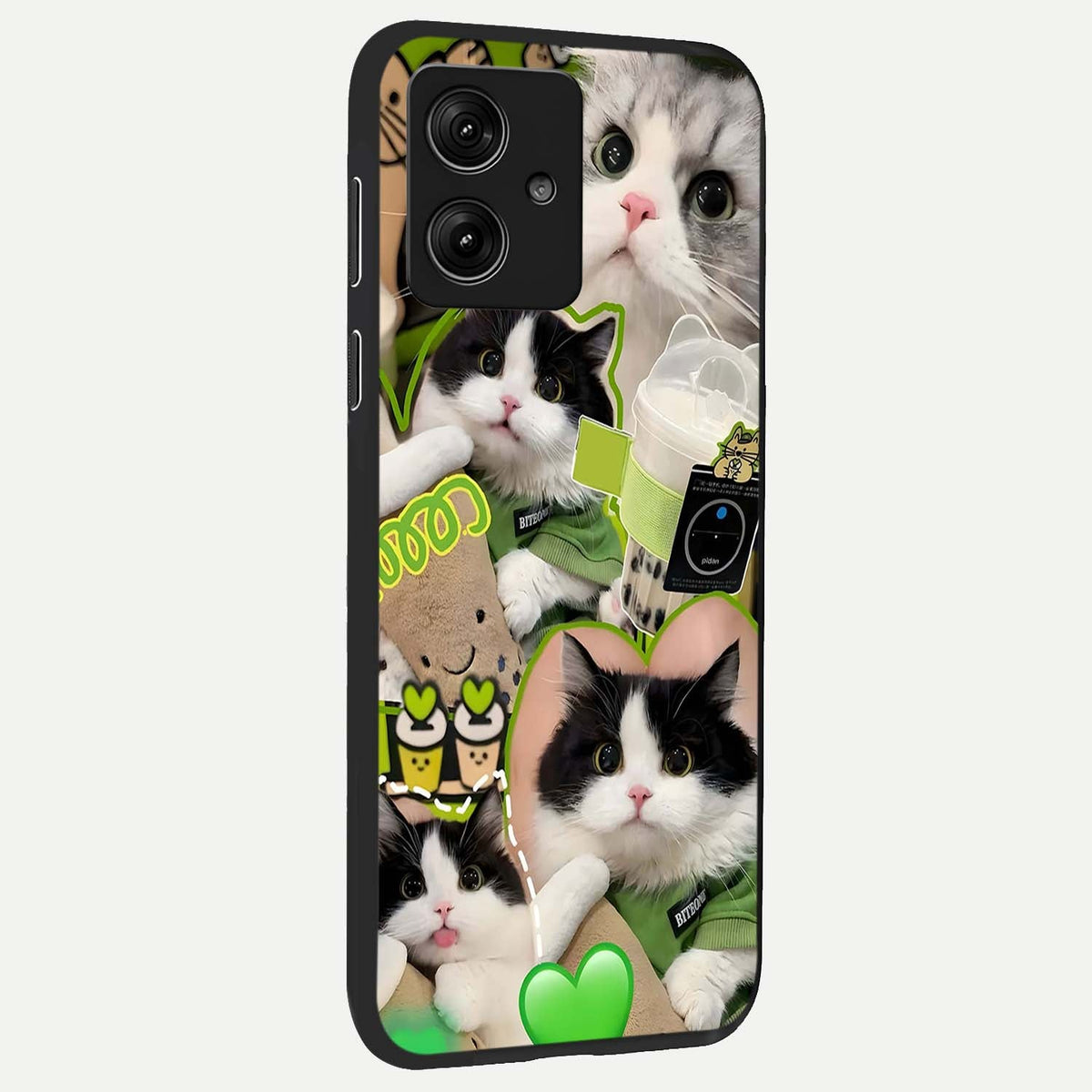  Matcha Cats Mood back cover For Moto G54 slim fit glass case with vibrant aesthetic design