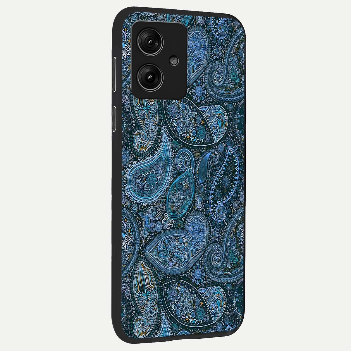  Midnight Paisley Glow back cover For Moto G54 slim fit glass case with vibrant aesthetic design